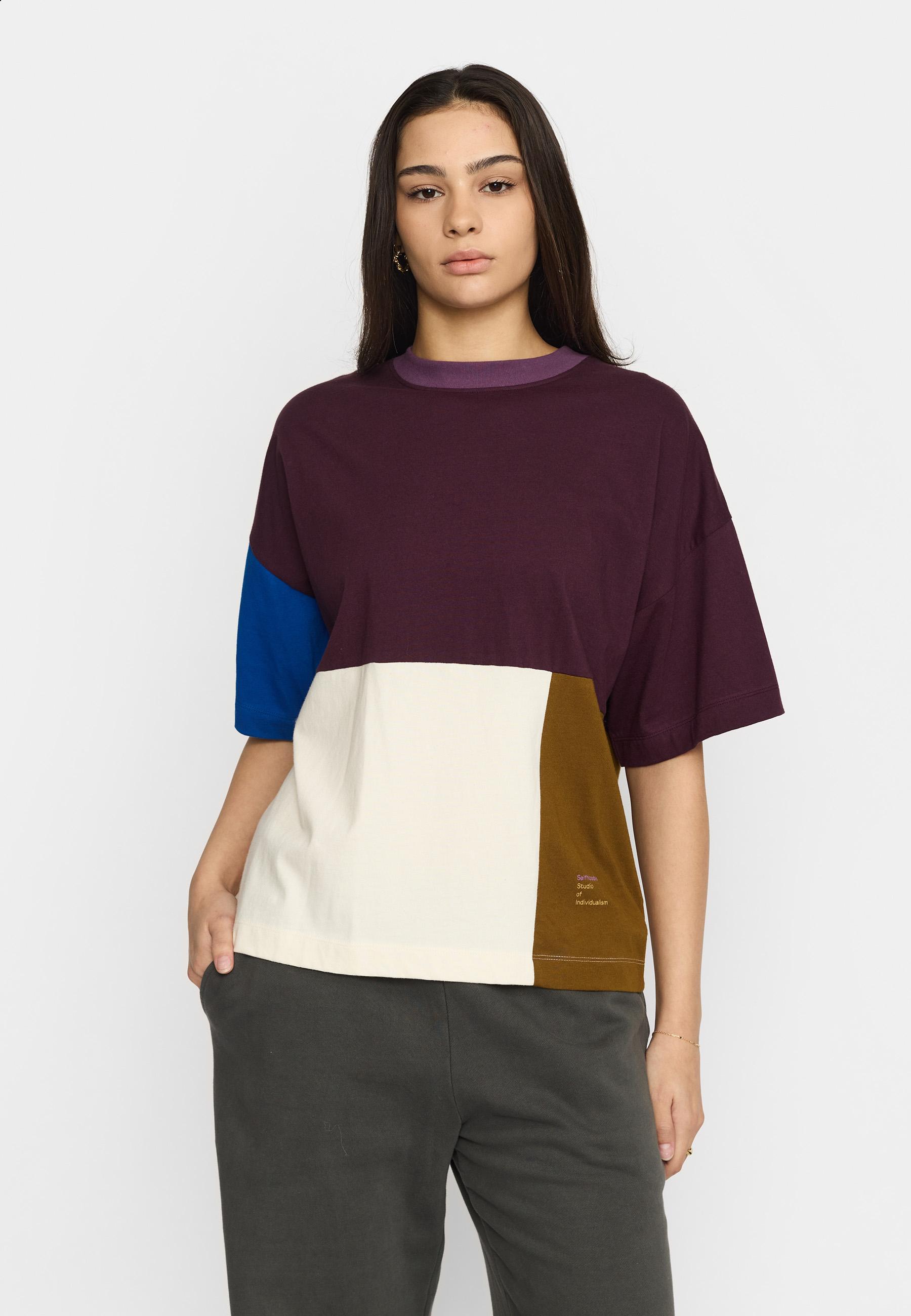 Selfhood Oversized T-Shirt Burgundy Damen Colorblocking burgunder